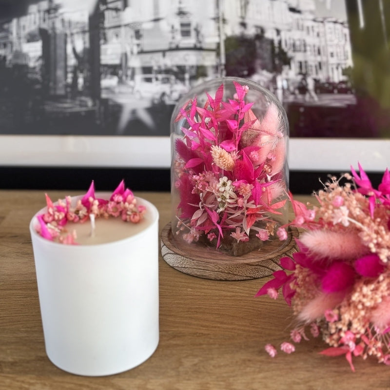 Bougie fleurie Neon pink