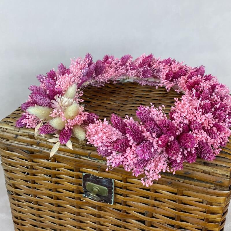 couronne-fleurs-sechees-rose-fuschia-girly-pink-calie